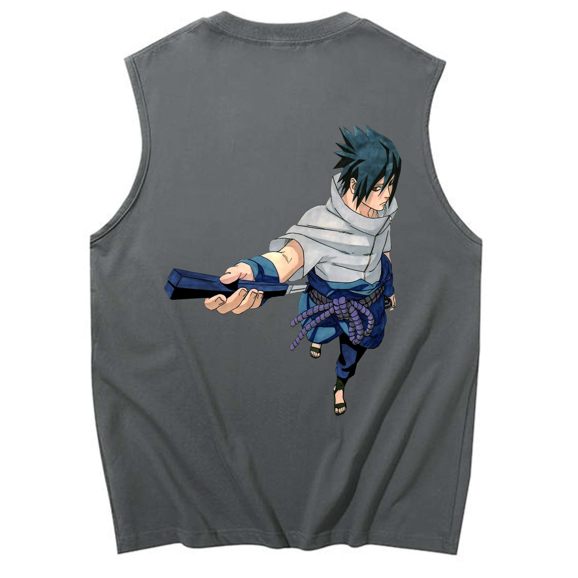 （画像用） NARUTO -ナルト- うちは サスケ Uchiha Sasuke コットン100％タンクトップ（背面プリント）